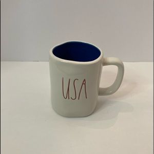 Rae Dunn Artisan Collection "USA" Mug With Blue Inside By Magenta.